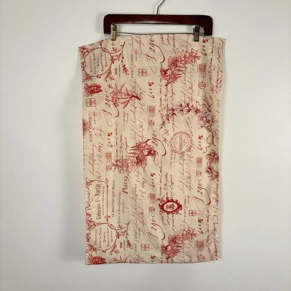 Pottery Barn Standard Pillowcase French Postcard Script Red Cream Cotton Toile